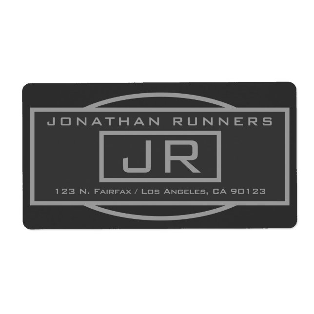 Étiquette Gray géométrique et gris foncé Adresse de retour (Devant)