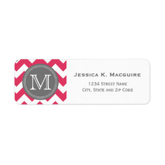 Étiquette Gray Monogramme rose Chevron