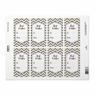 Étiquette Gray & White Thick Chevron Wedding Birthday V3