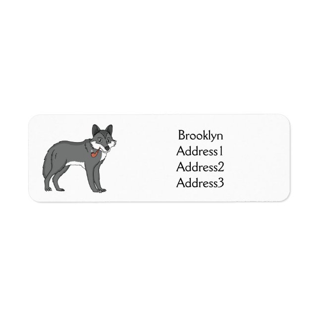 Étiquette Gray wolf with pipe cartoon (Devant)