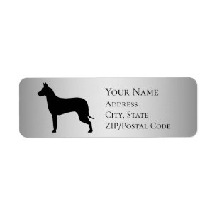 Étiquette Great Dane Profile Silhouette Adresse de retour
