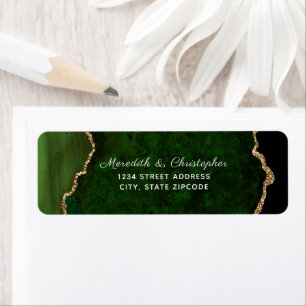Étiquette Green Agate Gold Parties scintillant Mariage Adres