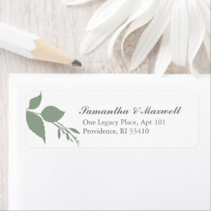 Étiquette Green and White Botanical Greenery Adresse de reto