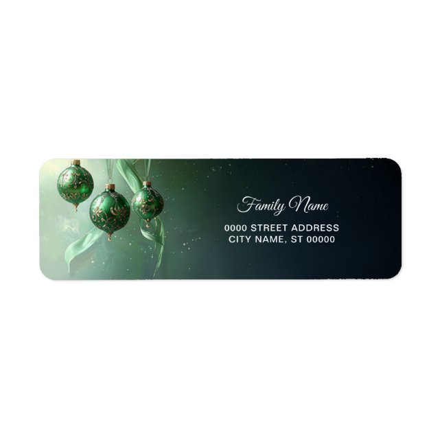 Étiquette Green Christmas Ball Return Address Label (Devant)