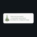 Étiquette Green Christmas Watercolor Arbre Retour Adresse<br><div class="desc">Étiquette simple et belle adresse de retour,  avec un arbre de Noël aquarelle. Customisez et personnalisez votre étiquette de adresse avec votre nom et votre adresse.</div>