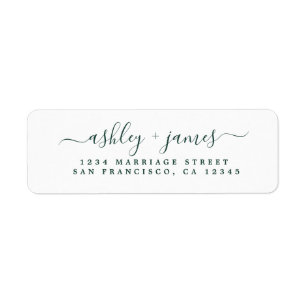 Étiquette Green Elegant Script Mariage Adresse de retour