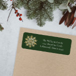 Étiquette Green Elegant Snowflake Christmas Adresse de retou<br><div class="desc">Green Elegant Gold Snowflake Christmas Return Adresse étiquette comporte une belle aquarelle flocons de neige.</div>