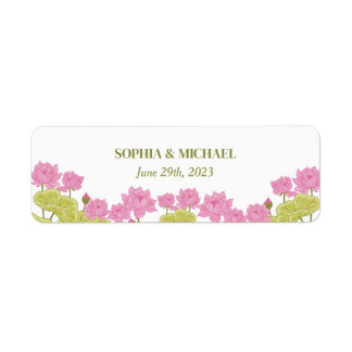 Étiquette Green Lotus Lily Flowers Mariage Indien