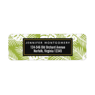 Étiquette Green Palm Feuille Rainforest Motif