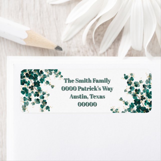 Étiquette Green Shamrocks and Gold  (En situation)