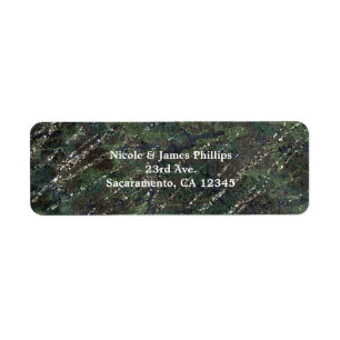 Étiquette Green & Silver Army Camo Sparkle Elegant Party