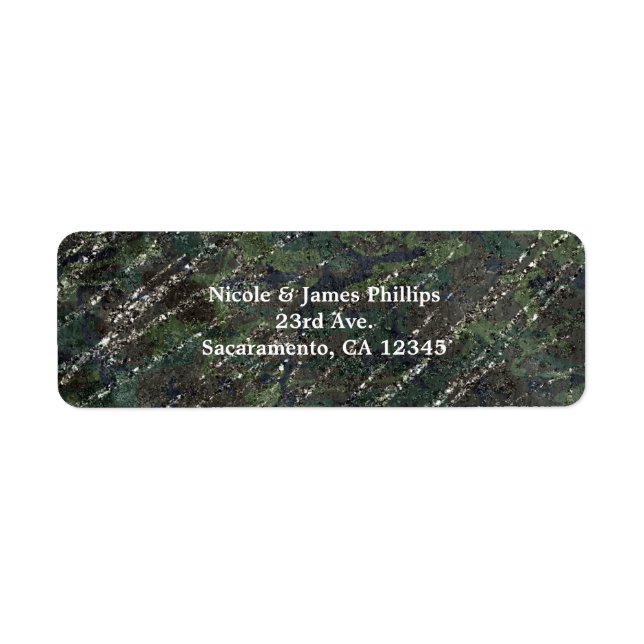 Étiquette Green & Silver Army Camo Sparkle Elegant Party (Devant)