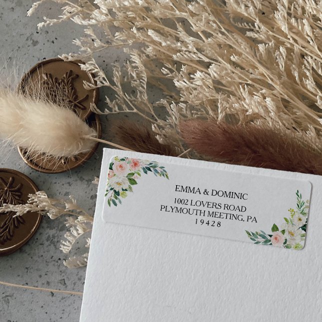Étiquette Greenery Elegant Floral Return Address Label (Créateur téléchargé)