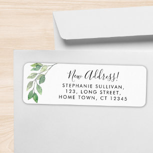 Étiquette Greenery Nouvelle adresse Retourner l'adresse
