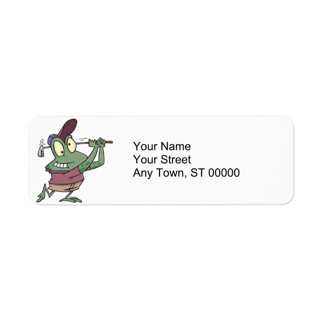Étiquette grenouille de dessin animé golfeur de golf idiot (Devant)