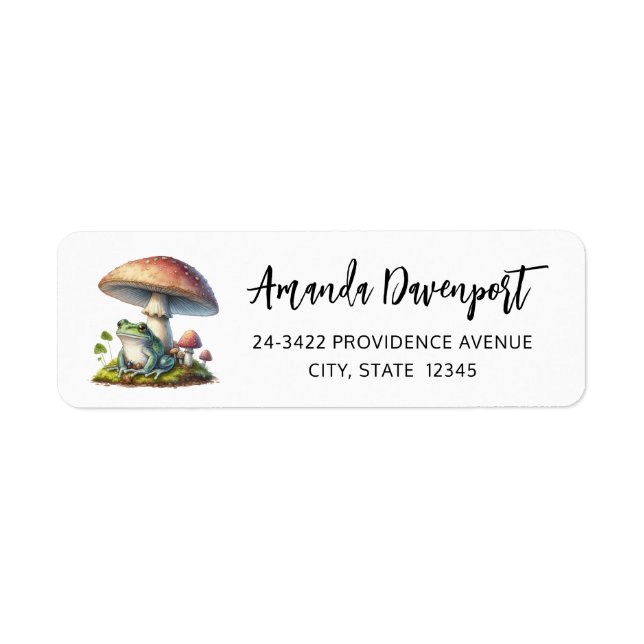 Étiquette Grenouille sous un champignon Mignon Adresse de la (Devant)