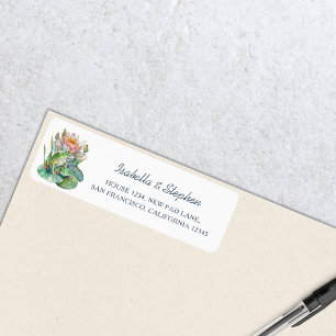 Étiquette Grenouilles aquarelle mignonnes Adresse de retour 