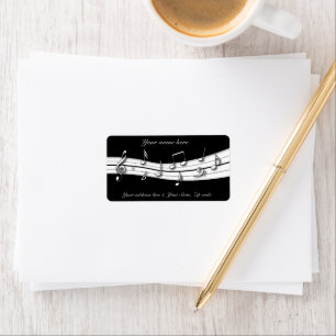 Étiquette Grey black and white musical notes score