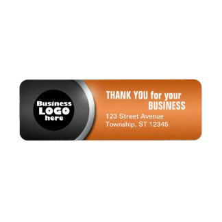 Étiquette Gris Curve & Orange "MERCI pour votre entreprise"