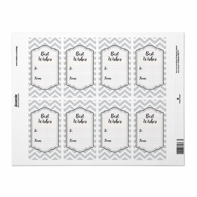Étiquette Gris et Blanc Chevron Épais Mariage Anniversaire V (Feuille entière)