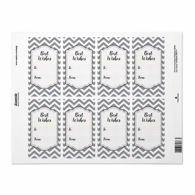Étiquette Gris et blanc épais Mariage Chevron Anniversaire V (Feuille entière)