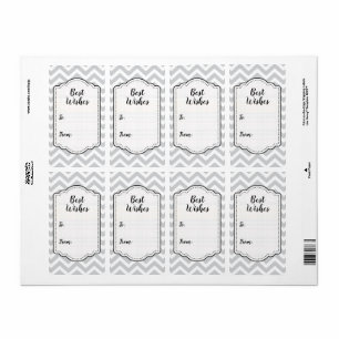 Étiquette Gris et blanc épais Mariage Chevron Anniversaire V