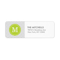 Gris et vert moderne Chevron personnalisé Monogram
