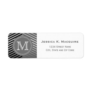 Étiquette Gris monogramme et Chevron noir