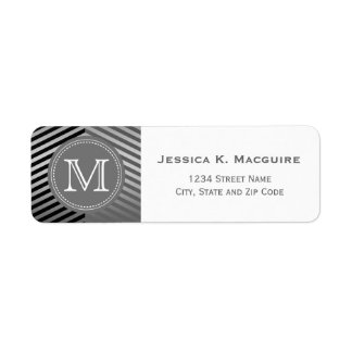 Étiquette Gris monogramme et Chevron noir