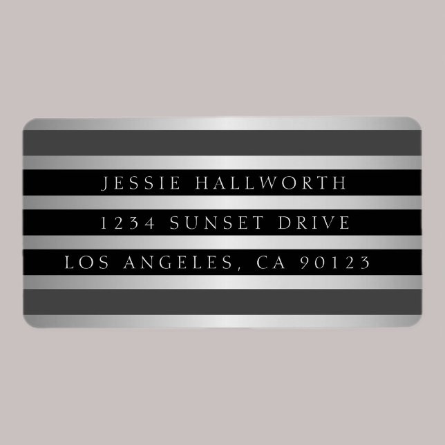 Étiquette Gris Noir Gris Gris Gris & Faux Argent | Adresse d (Créateur téléchargé)