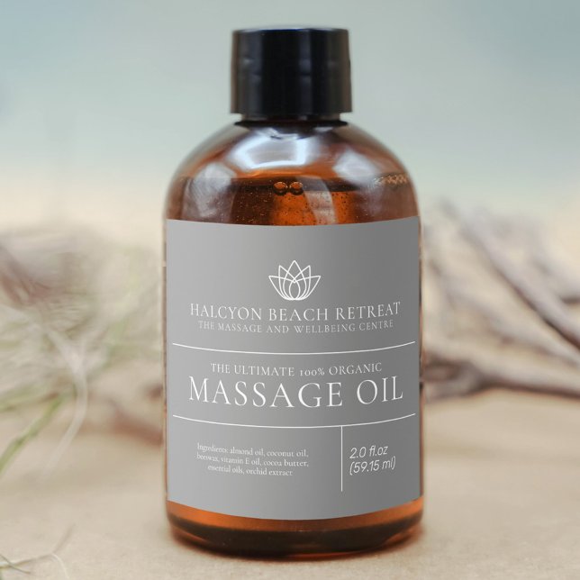 Étiquette gris pour produits d'huile de massage de (Créateur téléchargé)