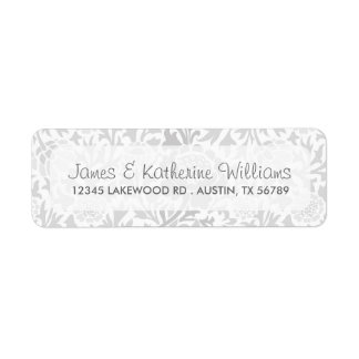 Étiquette Gris Retro Floral Damask Mariage moderne