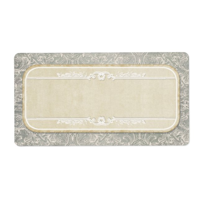 Étiquette Gris Vintage français Régence Dentelle Mariages (Devant)