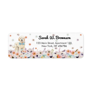 Étiquette Groodle Goldendoodle Chien avec noeud papillon fle