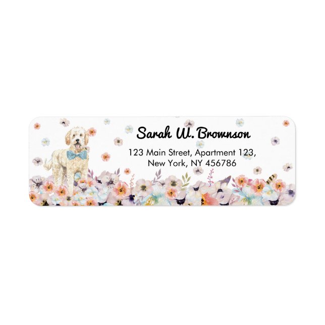 Étiquette Groodle Goldendoodle Chien avec noeud papillon fle (Devant)