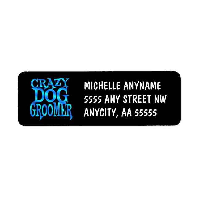 Étiquette Groomer de chien fou (Devant)