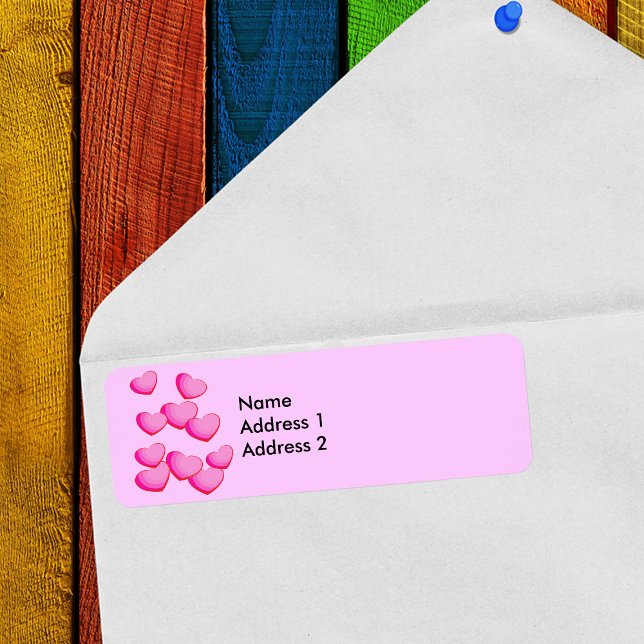 Étiquette Groupe de Coeurs roses (Cluster of pretty bright pink hearts on pin return address labels for Valentines Day.)