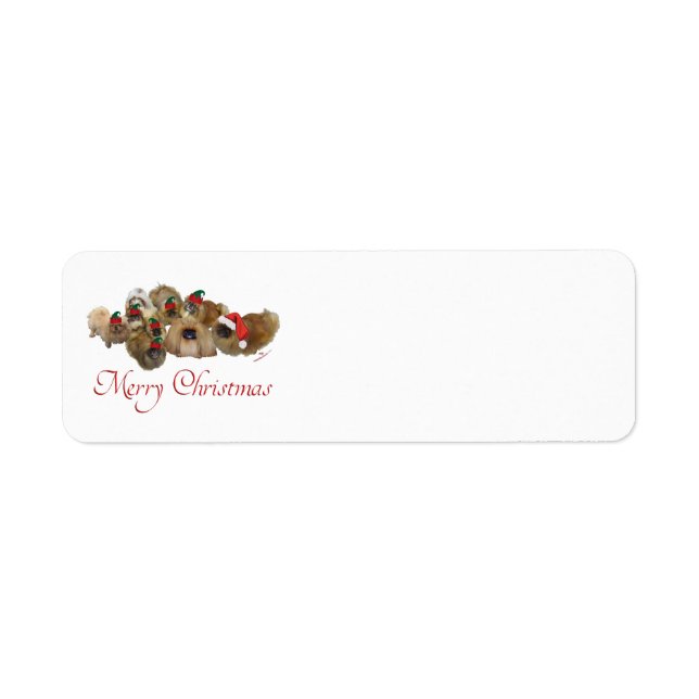 Étiquette Groupe de Pékinois Noël (Devant)