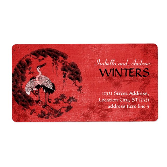 Étiquette Grues orientales (Devant)