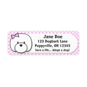 Étiquette Guingan rose Bichon Frise de Kawaii