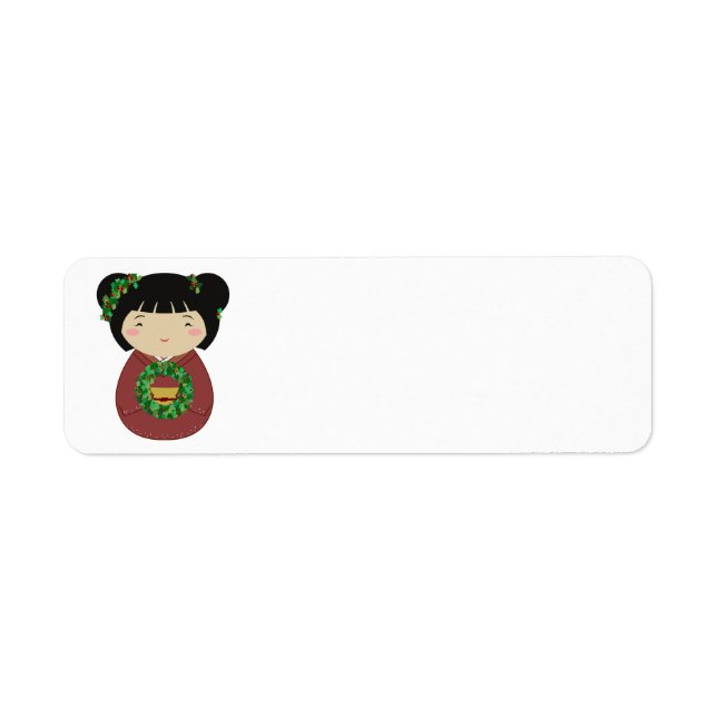 Étiquette Guirlande de Noël de Kokeshi (Devant)