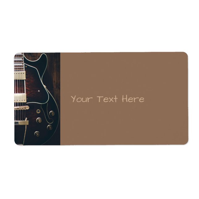 Étiquette Guitare Électrique Sur Fond Noir (Devant)