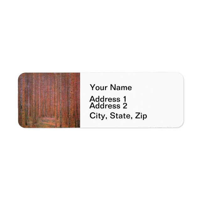 Étiquette Gustav Klimt Fir Forêt Tannenwald Arbres rouges (Devant)