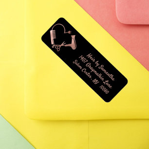 Étiquette Hair Salon Styliste Barber Rose or adresse