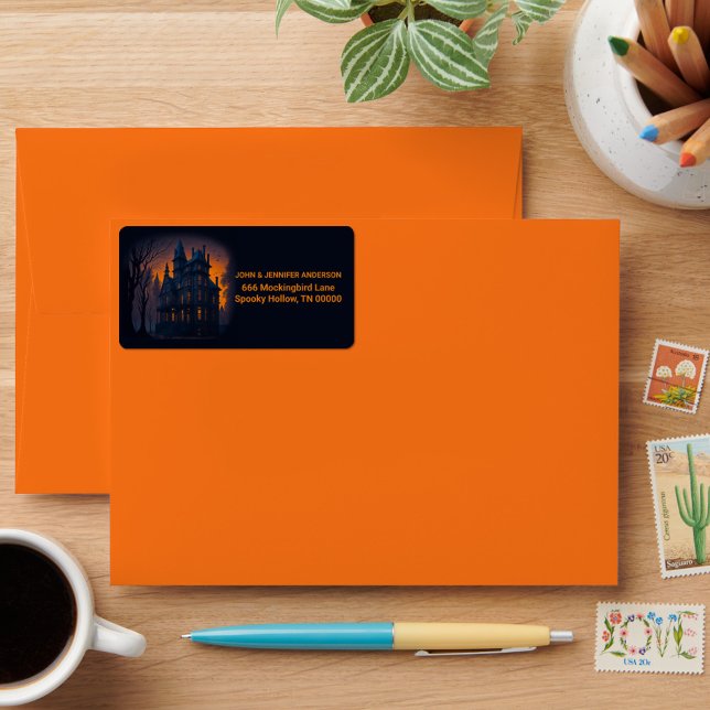 Étiquette Halloween adulte Haunween mansion Adresse personna (Créateur téléchargé)