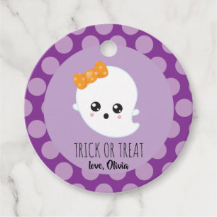 Étiquette Halloween bonbon ou un sort fantôme effr