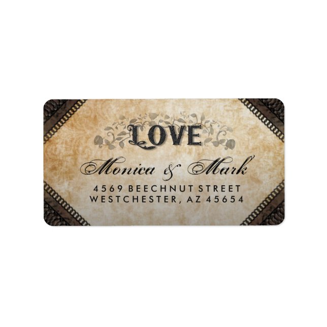 Étiquette Halloween Brown gothique LOVE Mariage Adresse (Devant)