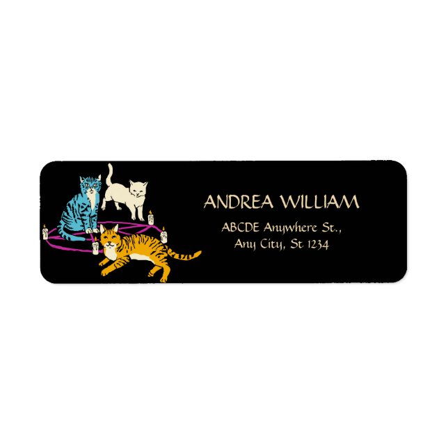 Étiquette Halloween culte du chat d'horreur (Devant)