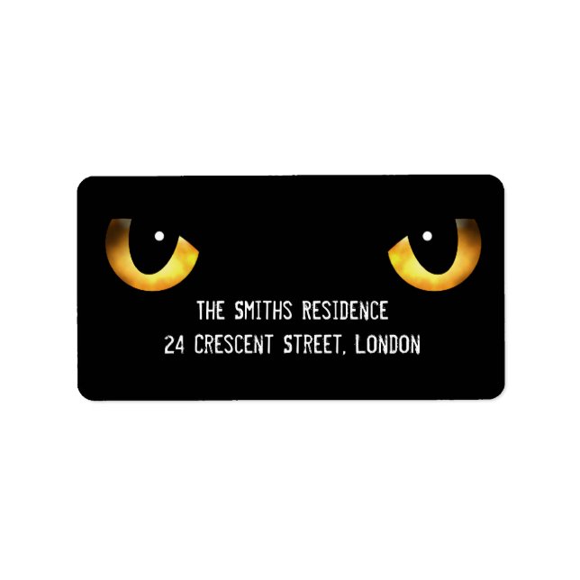 Étiquette Halloween Effrayant les yeux du chat (Devant)