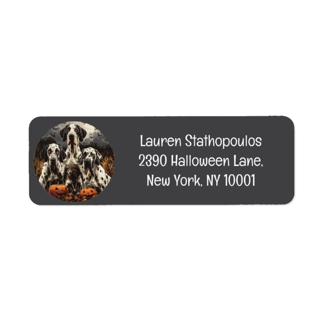 Étiquette Halloween Great Dane Dogs Jack-o'-lantern (Devant)
